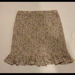 Cream Tight Summer Floral Skirt